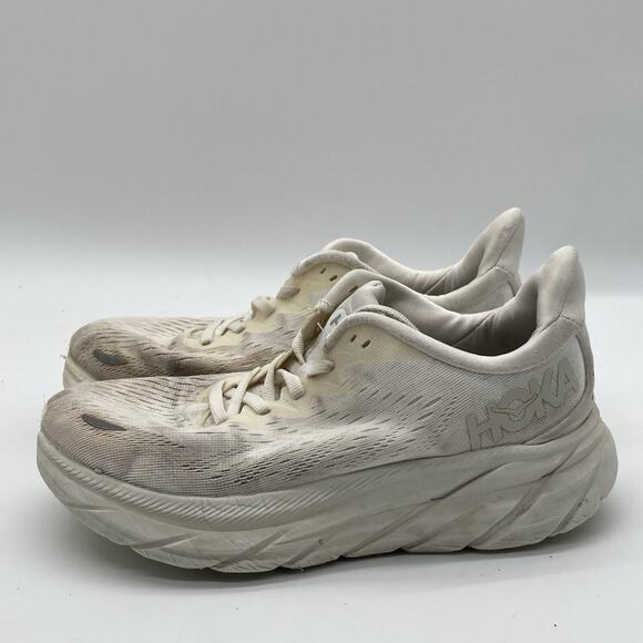 Mens Size 6B Hoka One One Clifton 8 1119393 WWH White Sand Running Shoes - Picture 3 of 8